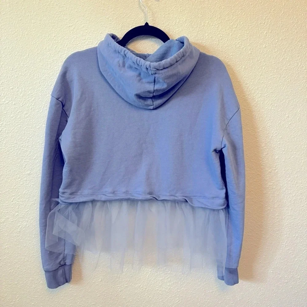 Pilcro Tulle-Hem Short-Sleeve Hoodie